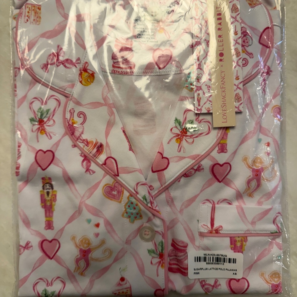 Sugarplum Lattice Polo Pajamas - Picture 2 of 4